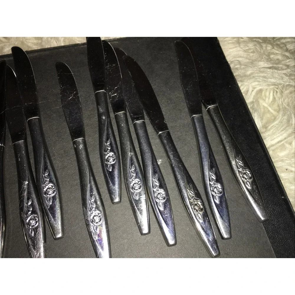 Oneida craft 12 Deluxe Stainless Lasting Rose Dinner Butter lot Knives